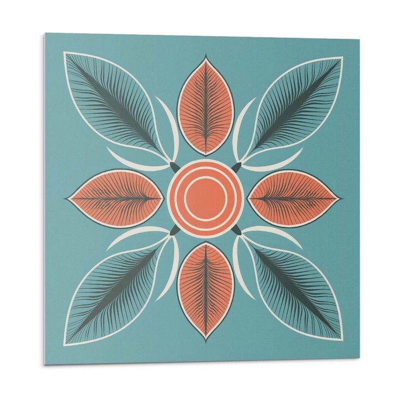 Kafelki samoprzylepne Wallfluent 50x50 cm Roślinny wzór z kwiatami i liśćmi 4 szt.