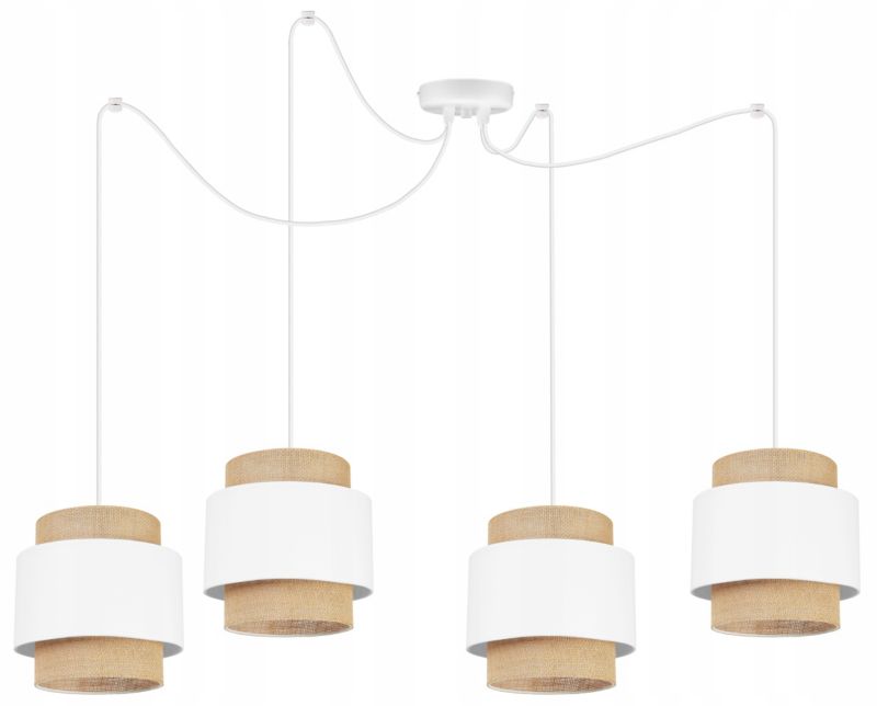 Lampa sufitowa wisząca Light Home LH Boho Juta Pająk 4x E27 60W biały 1szt.