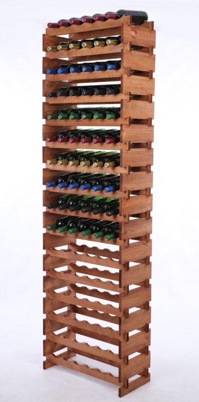 Stojak na wino MODO24 regał modułowy na butelki 16 leżni x 6 butelek montaż bez narzędzi impregnacja brązowa 1 szt.