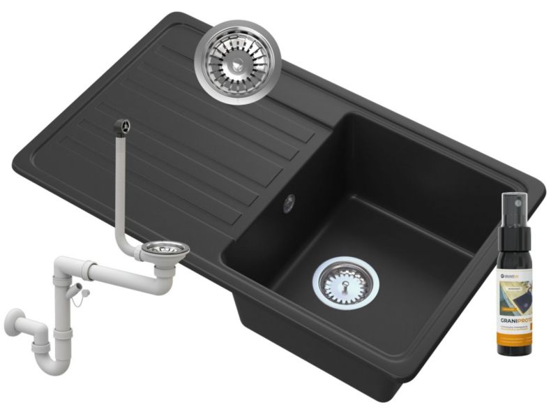 Zlewozmywak granitowy Kuchenny Granitan Lemon z Syfonem 1kpl.