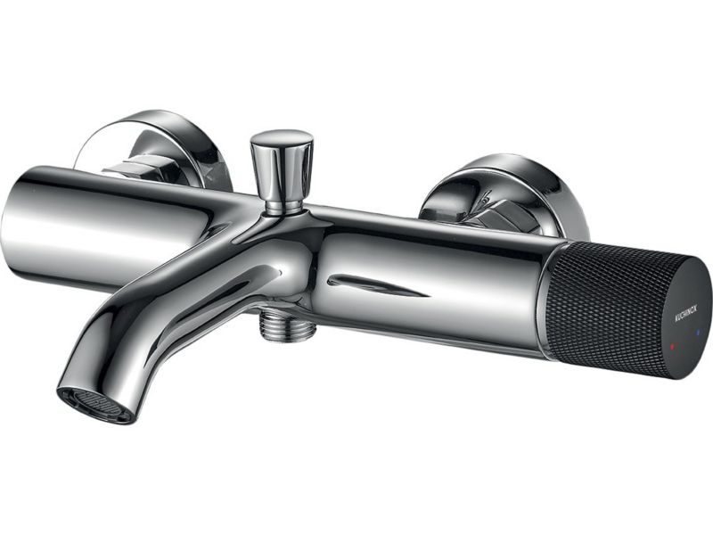 Bateria Wannowa Kuchinox Ścienna bez zest. natrysk. PEROS Srebrny Czarny Chrom 1 szt.