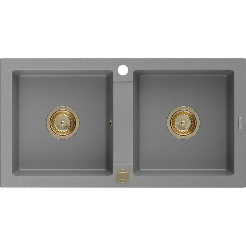 Zlewozmywak wpuszczany Mexen Mario 2-komorowy szary 820x436 mm 6504822000-71-G