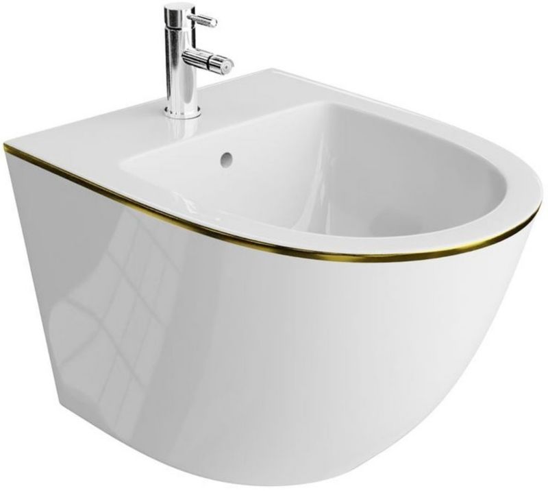Bidet wiszący LaVita Sofi biały połysk/złoty, ceramika, 1 otwór na baterię, 1 szt.