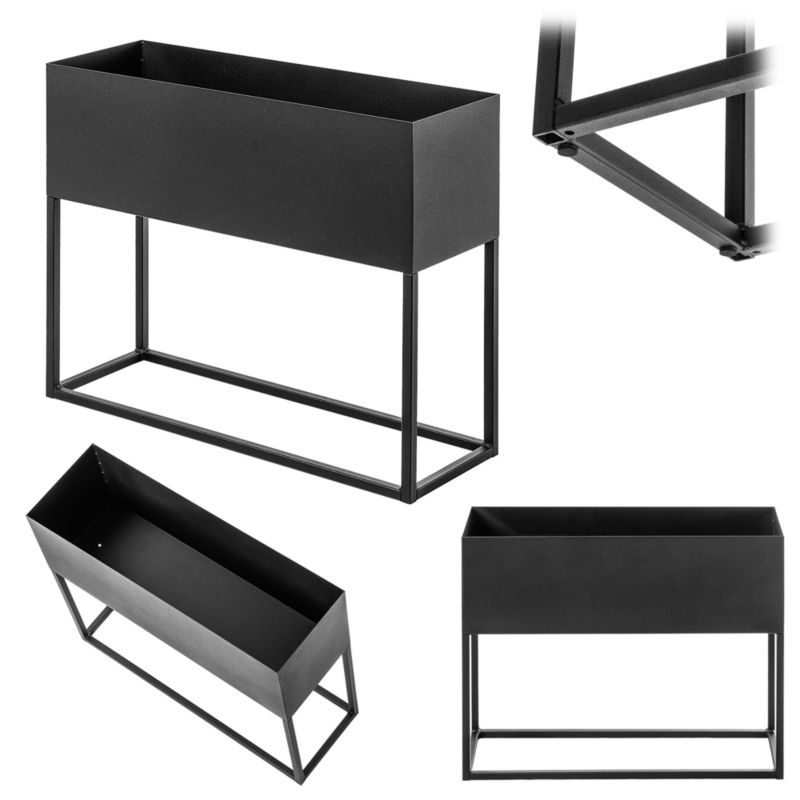 Kwietnik KADAX szeroki z doniczką 60x50 cm, donica na kwiaty, kwietnik stalowy, czarny 1szt.