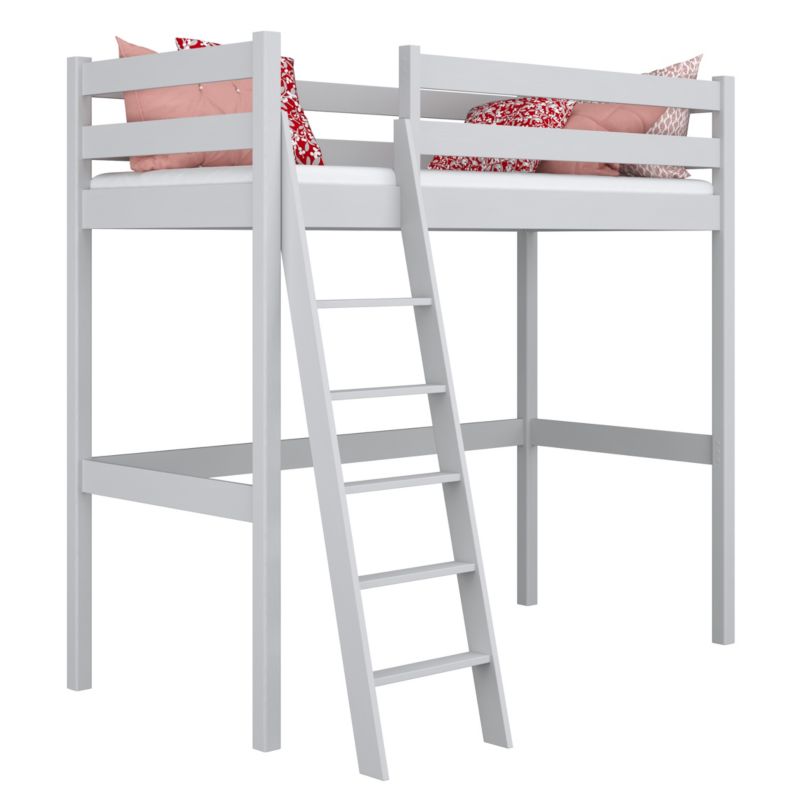 Drewniane łóżko na antresoli N-WOOD N03 90x180 popielaty 1 szt.