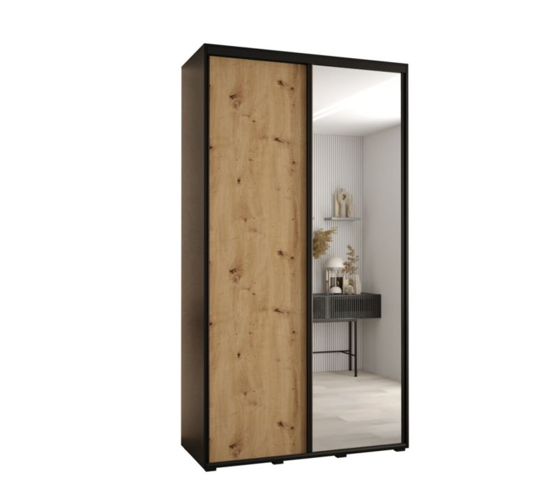 Szafa przesuwna Abiks DAVOS 3 wysoka szer.130cm gł.60cm czarny/artisan/czarny 1szt.