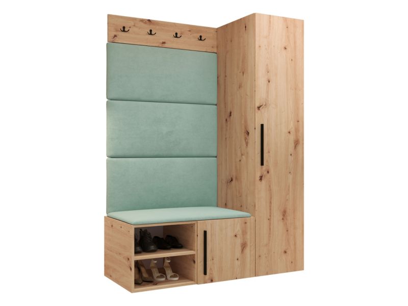 Garderoba MIRJAN 24 Medi II dąb artisan + miętowy 1 kpl.