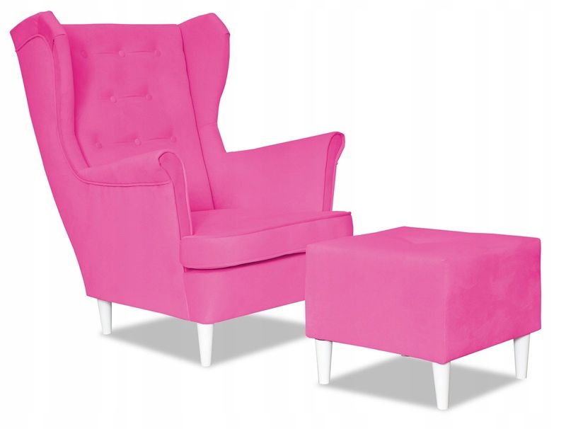 Fotel uszak do salonu z podnóżkiem Family Meble Diana róż 1szt