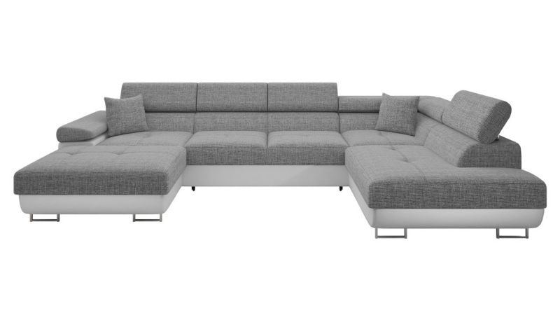 Narożnik z funkcją spania MIRJAN 24 Torezio Bis prawy biała ekoskóra/szary 1 szt.