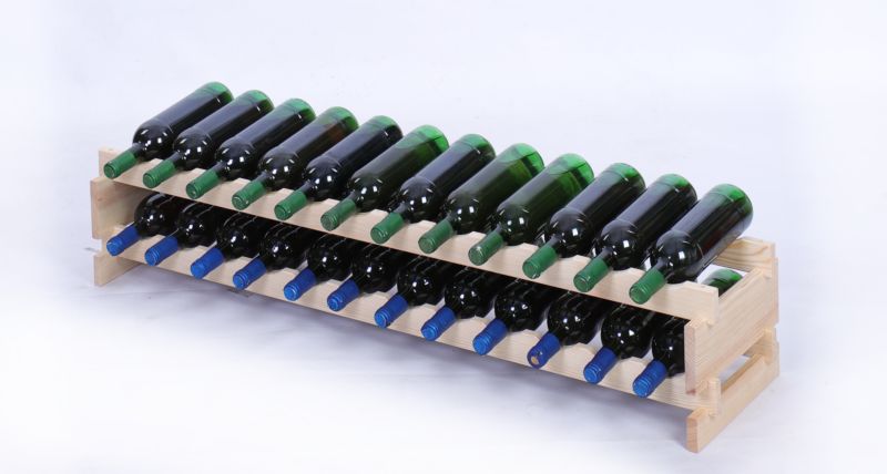 Stojak na wino MODO24 regał modułowy na butelki 2 leżnie x 12 butelek montaż bez narzędzi naturalne drewno 1 szt.