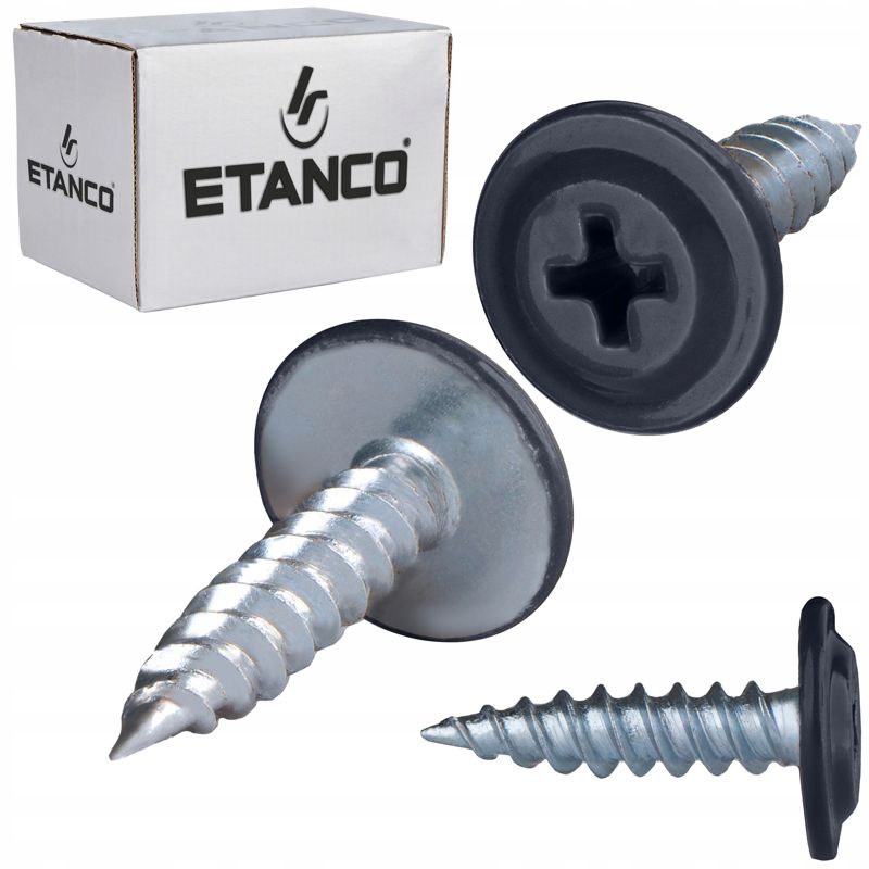 Wkręty Podkładkowe Etanco Do Drewna 4,2X50Mm, Ral 9005 Gm-S 250Szt.
