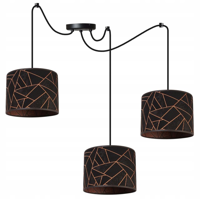 Lampa sufitowa wisząca Light Home LH Pająk Werona 3x E27 60W czarny/miedź 1szt.