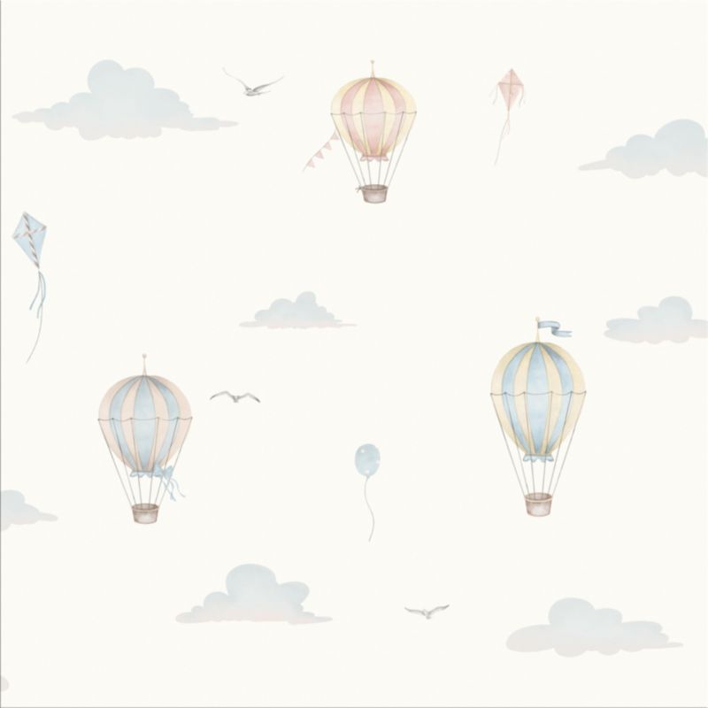 Tapeta na flizelinie dziecięca balony biało-niebiesko-różowa