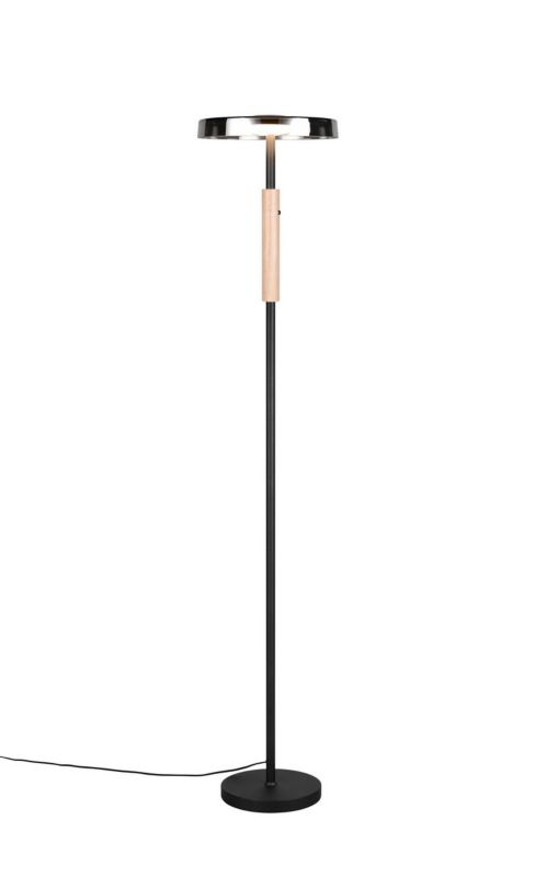 Lampa podłogowa stojąca Trio Celeste czarna-jasne drewno LED 15W 3000K 1750lm wym: 160 x 33 x 33 cm - 1 szt.