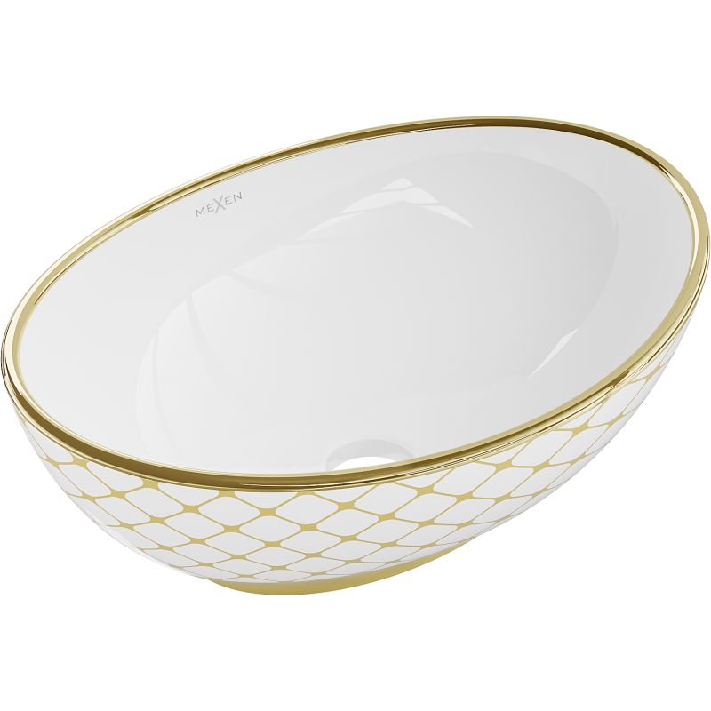 Umywalka nablatowa Mexen Elza biało-złota 40,5 x 33 cm 1 szt.