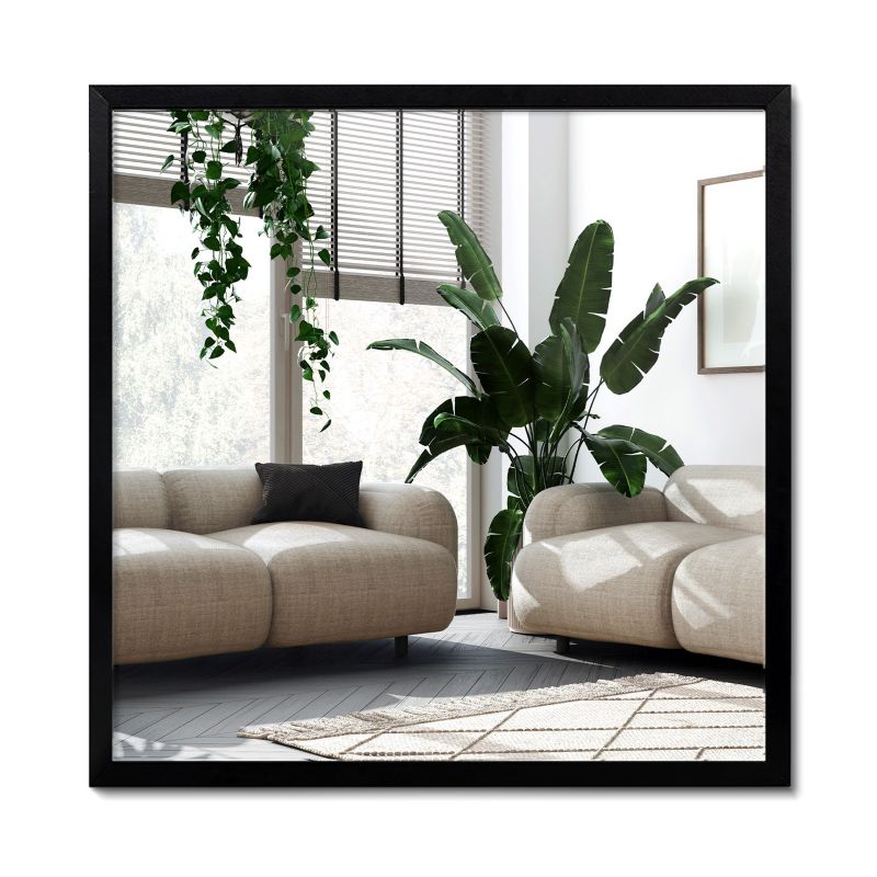 Lustro Kwadratowe Ścienne Wiszące Wallfluent 50 x 50 cm w Czarnej Ramie 1 szt.