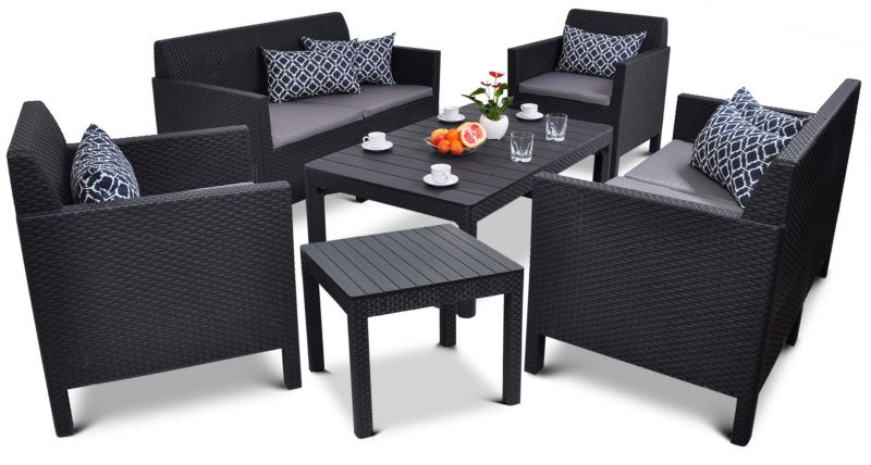 Zestaw Mebli Ogrodowych Keter Orlando Fiesta Lyon II dla 6 osób Grafitowy 1 kpl.
