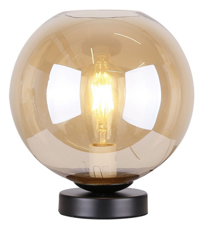 Lampka stołowa Candellux Globe czarno-bursztynowy 1 x E27 x 60W IP20 wym: 28 x 25 x 25 cm szkło - 1 szt.