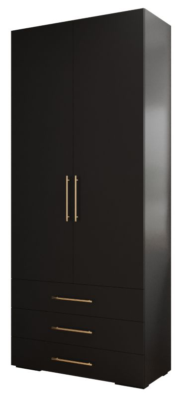 Szafa z szufladami wysoka Abiks INOVA 3 2D 3SZ czarny+złoty 1 szt.