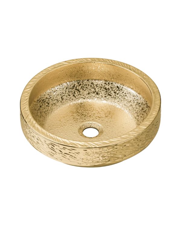 Umywalka nablatowa Uptrend CELIA okrągła złoty połysk, z ozdobną fakturą strukturalną 1 szt.
