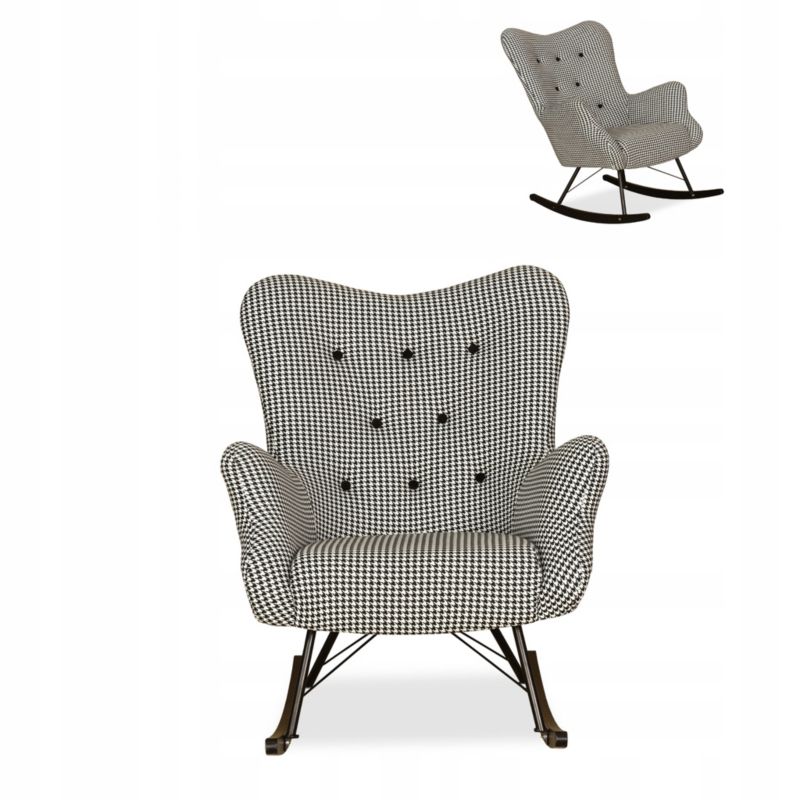 Fotel uszak do salonu bujany Family Meble Luna Print czarno biały 1szt