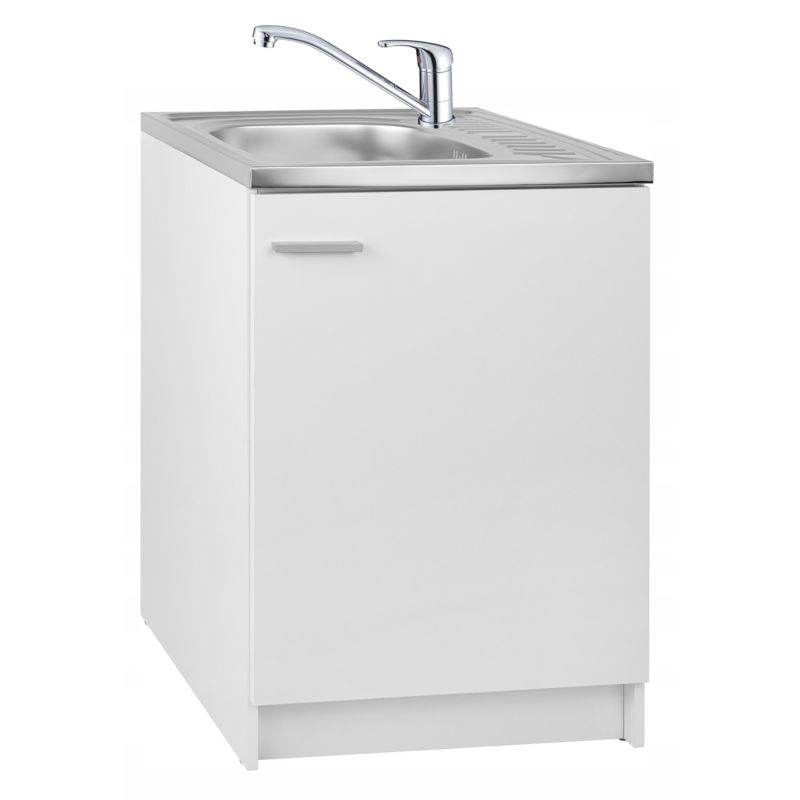 Szafka Kuchenna Stamar Biała Stojąca 600 x 600 mm Zlewozmywak Bateria Obrotowa Syfon 1 szt