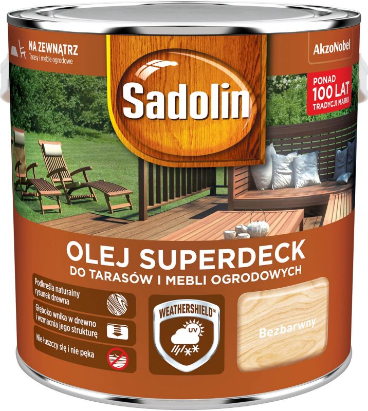 Olej do drewna Sadolin Superdeck bezbarwny 2,5 l