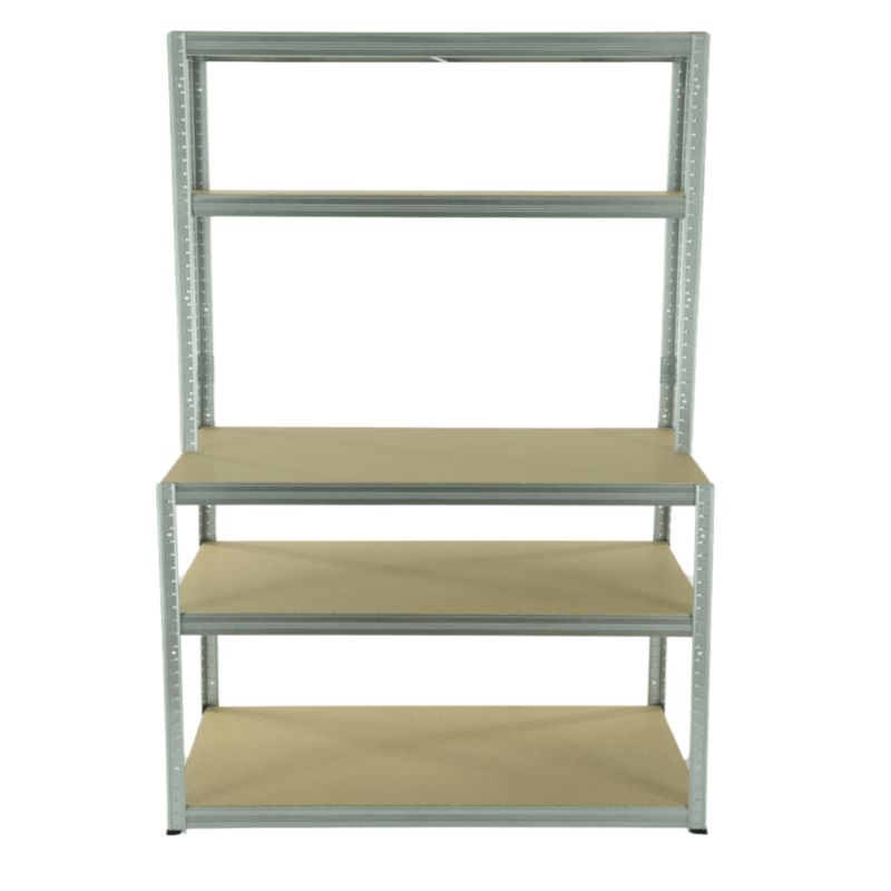 Regał metalowy MODO24 warsztatowy stół roboczy 196x180x60 cm 5 półek ocynk HDF 275 kg 1 szt.