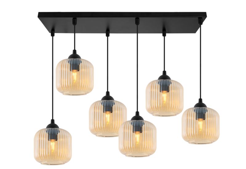 Lampa sufitowa wisząca Light Home LH Riffle 6x E27 60W miodowy walec 1szt.