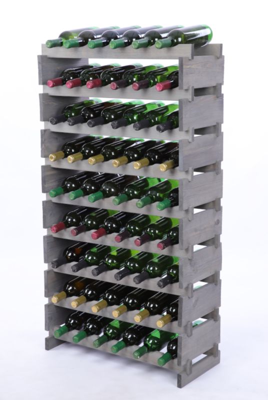 Stojak na wino MODO24 regał modułowy na butelki 9 leżni x 6 butelek montaż bez narzędzi impregnacja szara 1 szt.