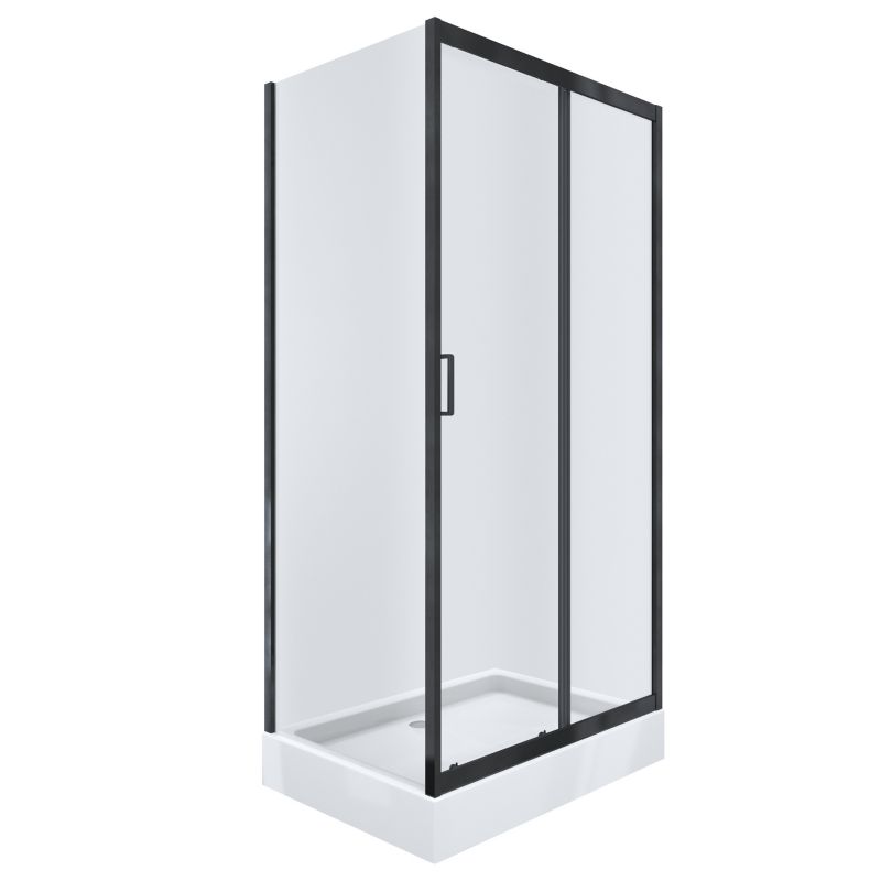 Kabina prysznicowa NAMELESS Durasan 100x70 czarny mat prostokątna z brodzikiem zestaw 1szt.