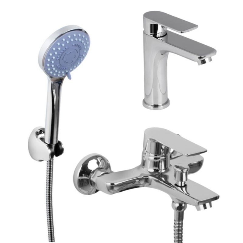 Zestaw chromowany łazienkowy Yoka Home bateria umywalkowa i wannowa - 1 szt.