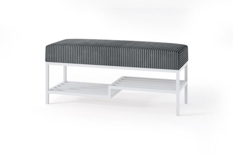 Ławka tapicerowana z półką Bettso Mello 80 cm w tkaninie poso na białym stelażu ciemnoszary 1szt.
