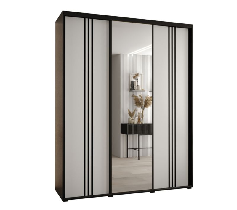 Szafa przesuwna Abiks DAVOS 7 wysoka szer.200cm gł.45cm czarny/biały/czarny 1szt.