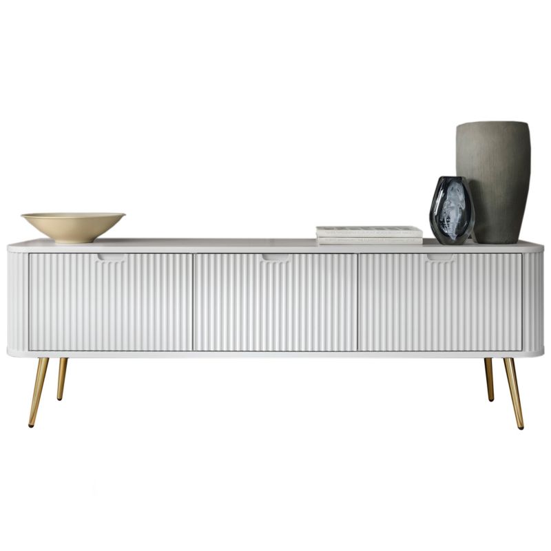 Szafka rtv trzydrzwiowa Bettso Zova 168 cm na złotych nogach biały 1szt.