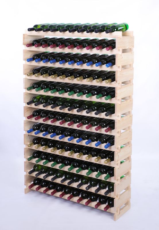 Stojak na wino MODO24 regał modułowy na butelki 12 leżni x 10 butelek montaż bez narzędzi naturalne drewno 1 szt.