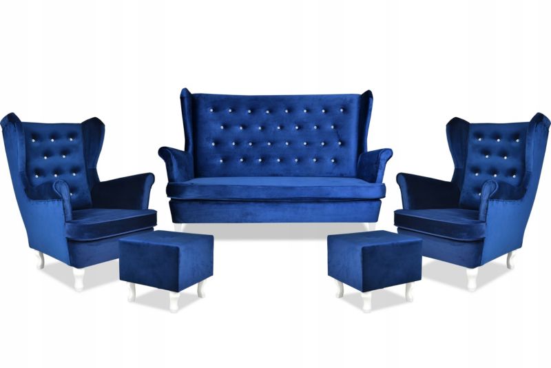 Zestaw mebli uszak do salonu sofa fotele pufy Family Meble Diana niebieski 1szt