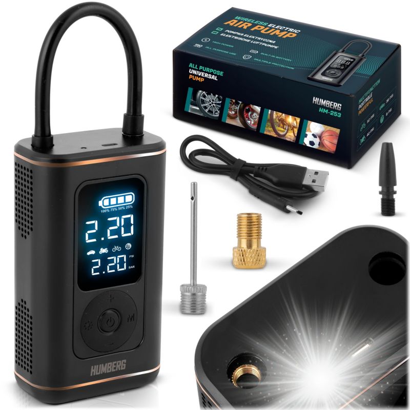 Pompka elektryczna Humberg akumulatorowa sprężarka do opon kompresor samochodowy 1 szt.