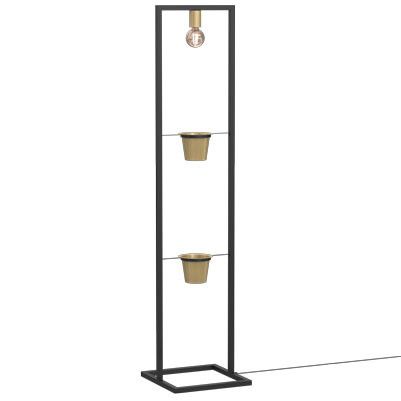 Lampa podłogowa stojąca Luminex Flores czarny mat-złoty mat 1 x E27 x 15W wym: 152 x 34 x 34 cm - 1 szt.