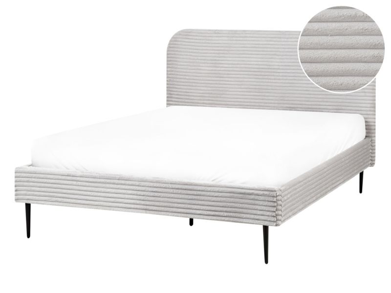 Łóżko Sztruks Flayat 140 x 200 cm Jasnoszary 1 szt.
