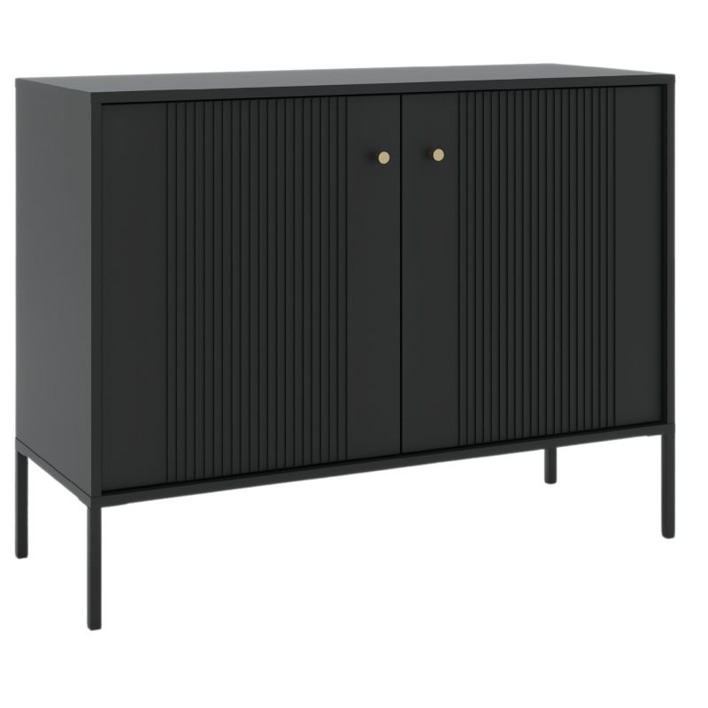 Komoda Soft 104 cm Mebel Elite Dwudrzwiowa Ryflowana Czarna 1 szt