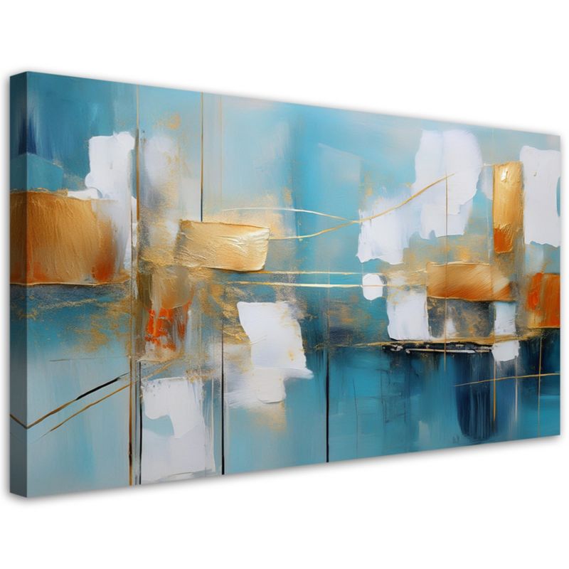Obraz na płótnie Feeby Turkusowa Abstrakcja ze złotem 120x60cm 1szt