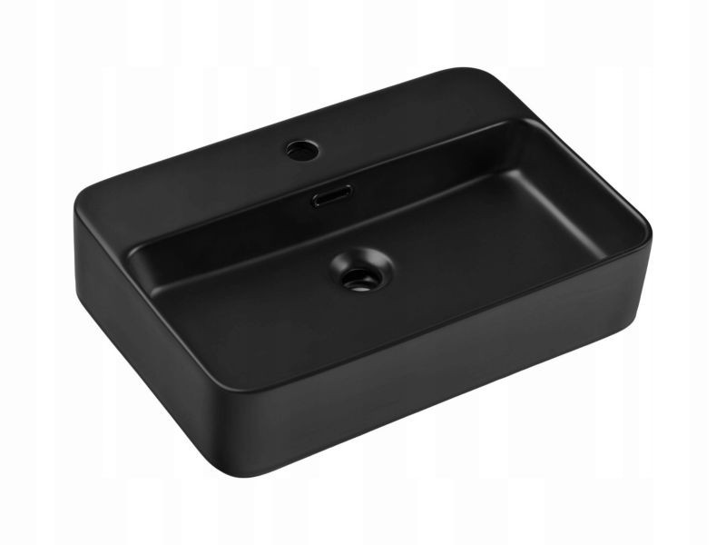 Umywalka nablatowa TRUST 2 55 cm czarny mat prostokątna ceramika 1 szt.