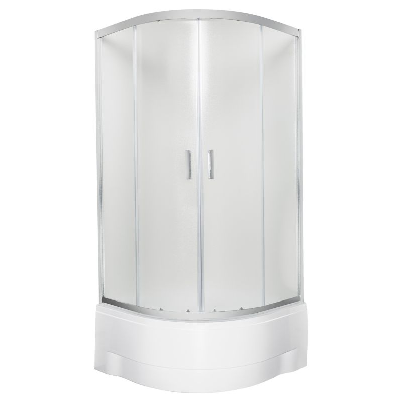 Kabina prysznicowa z brodzikiem głębokim Kerra Malibu 80x80 cm chrom z mrożonym szkłem 1 szt.