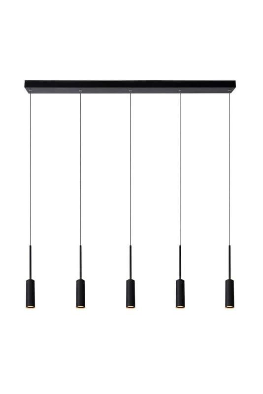 Lampa sufitowa wisząca Lucide Tubule 1870 czarna szerokość 101 cm wbudowany LED 7W 1 szt.