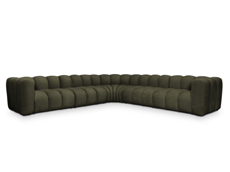 Modułowy narożnik LaMiaSofa NAPOLI z tkaniny szenilowej 314x314 cm oliwkowy 1 szt.