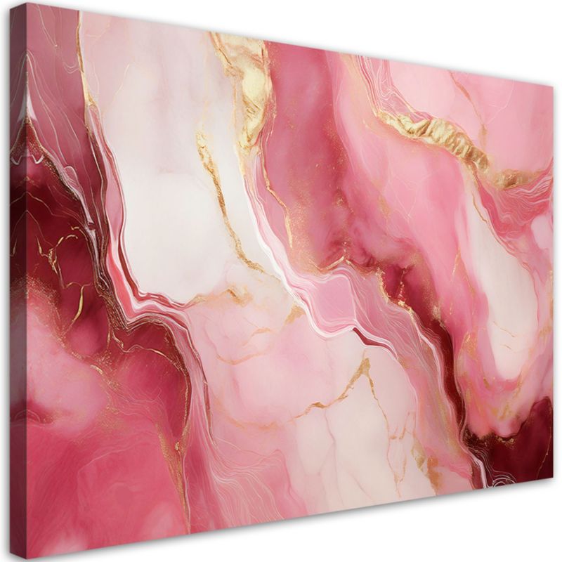 Obraz na płótnie Feeby Różowy Marmur Kamień Elementy Złota 60x40cm 1szt