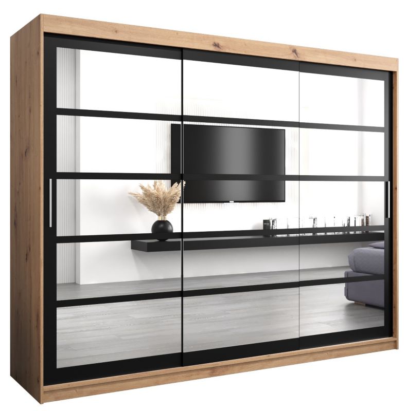 Szafa przesuwna Abiks ROMA 2 250 artisan + czarny mat 1 szt.