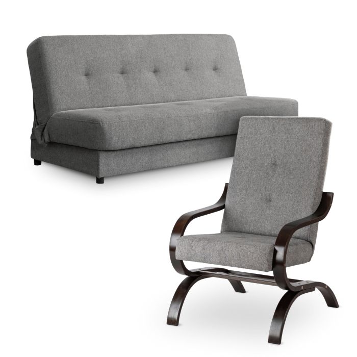 Zestaw Wypoczynkowy Aruba Mebel Elite Sofa i Fotel Szary 1 kpl