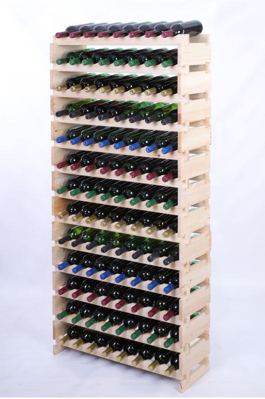 Stojak na wino MODO24 regał modułowy na butelki 13 leżni x 8 butelek montaż bez narzędzi naturalne drewno 1 szt.